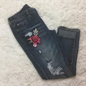 Juniors Dollhouse Rose Destructed Jeans